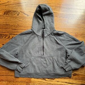 Lululemon Grey Cropped Half-Zip Scuba Hoodie XL/XXL